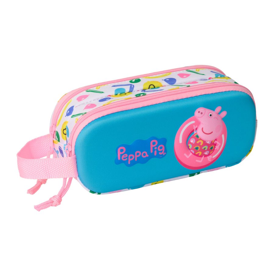 Dobbelt carry-all Peppa Pig Bl Hvid Pink 21 x 8 x 6 cm 3D #1