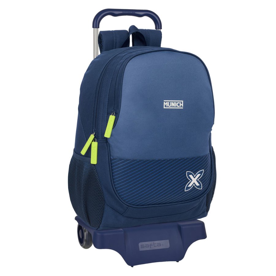 Skolerygsk med Hjul Munich Blue indigo Bl 32 x 44 x 16 cm #1