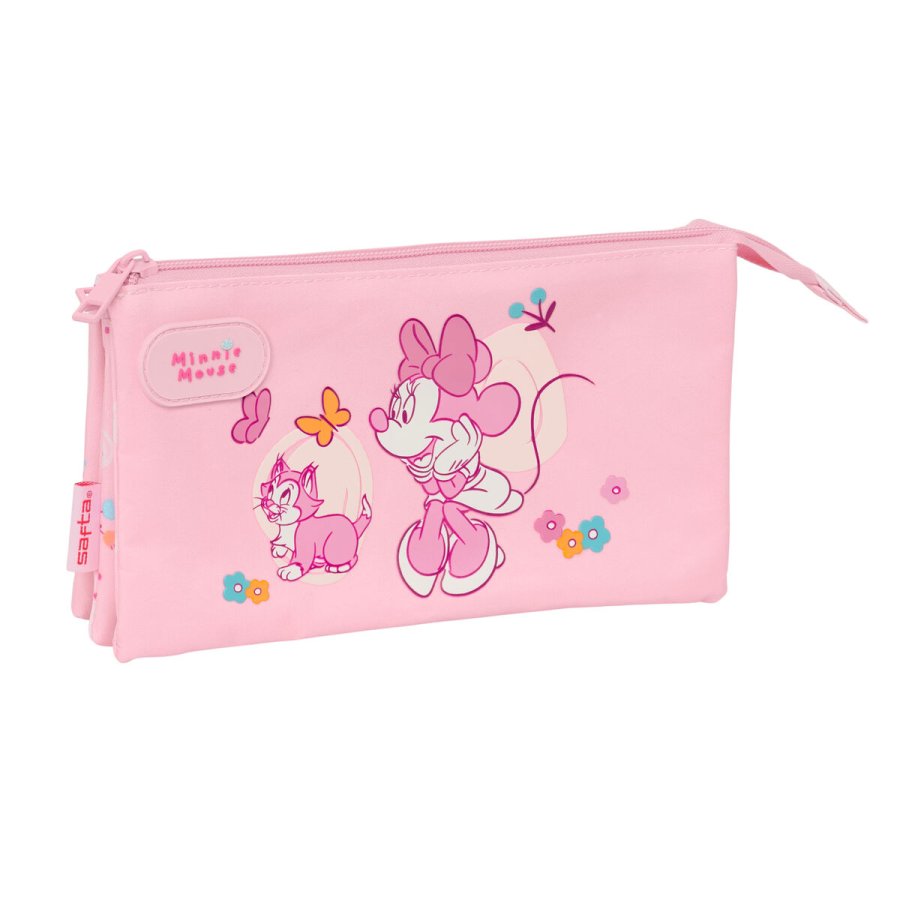 Tredobbelt bretaske Minnie Mouse Baby Pink 22 x 12 x 3 cm #1