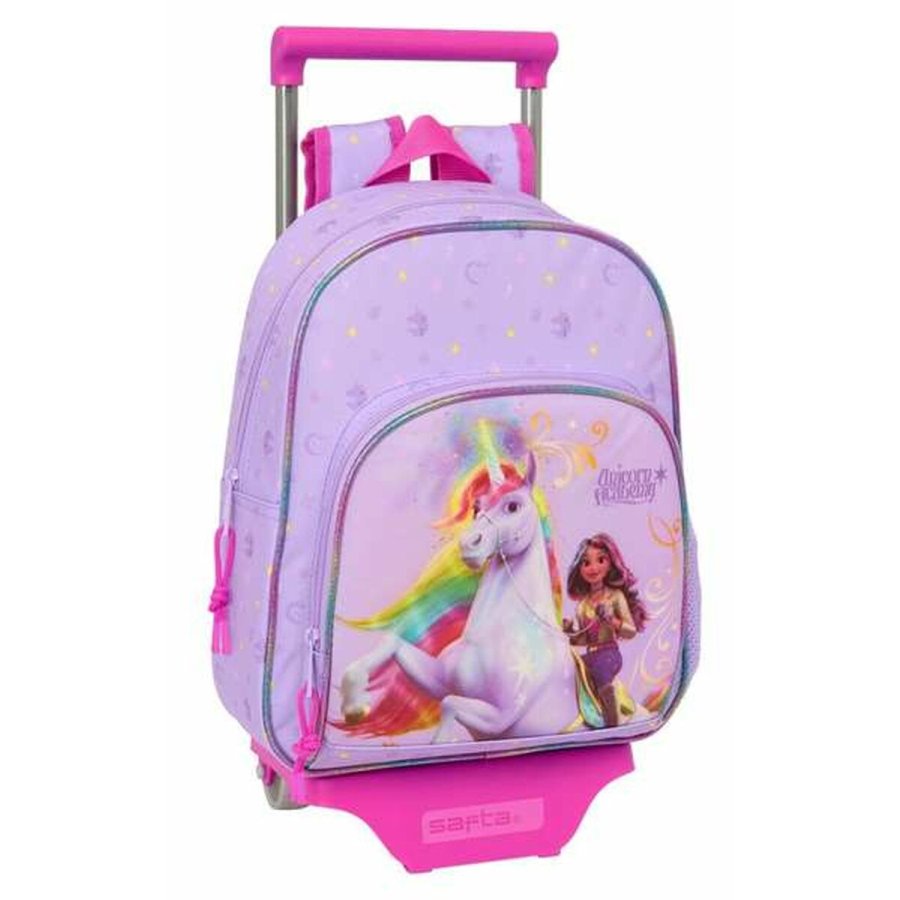 Skolerygsk med Hjul Unicorn Academy Syren 28 x 34 x 10 cm #1