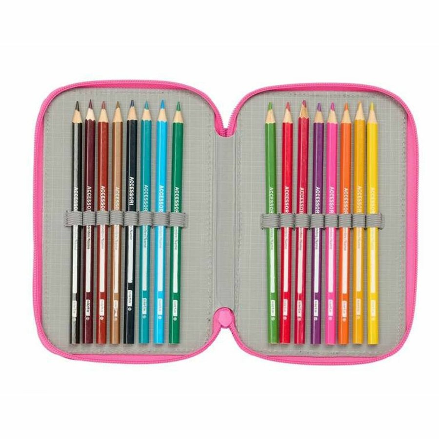 Tredobbelt Penalhus Kuromi Sort Fuchsia 12,5 x 19,5 x 5,5 cm 37 Dele #4