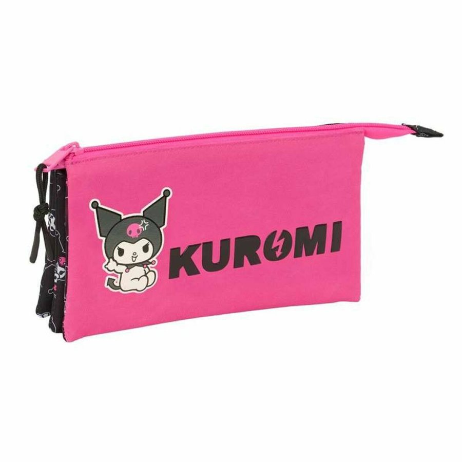 Tredobbelt bretaske Kuromi Sort Fuchsia 22 x 12 x 3 cm #1