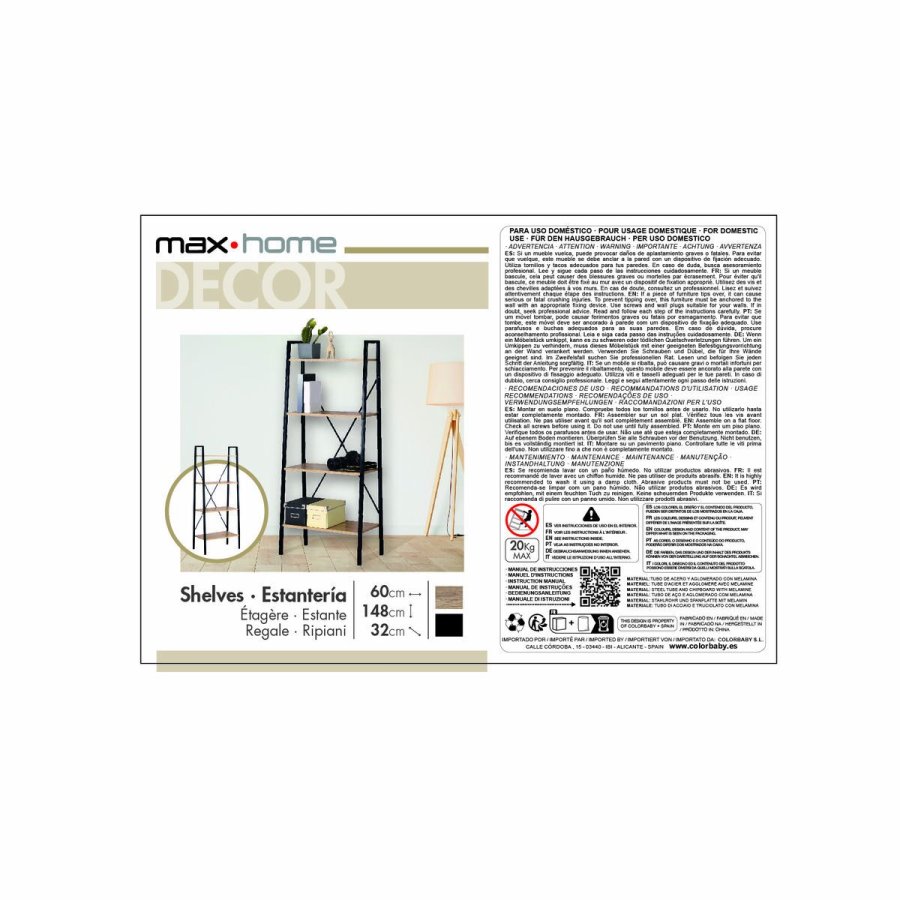 Hylder Max Home Stl Melamin spnplade 60 x 148 x 32 cm #7