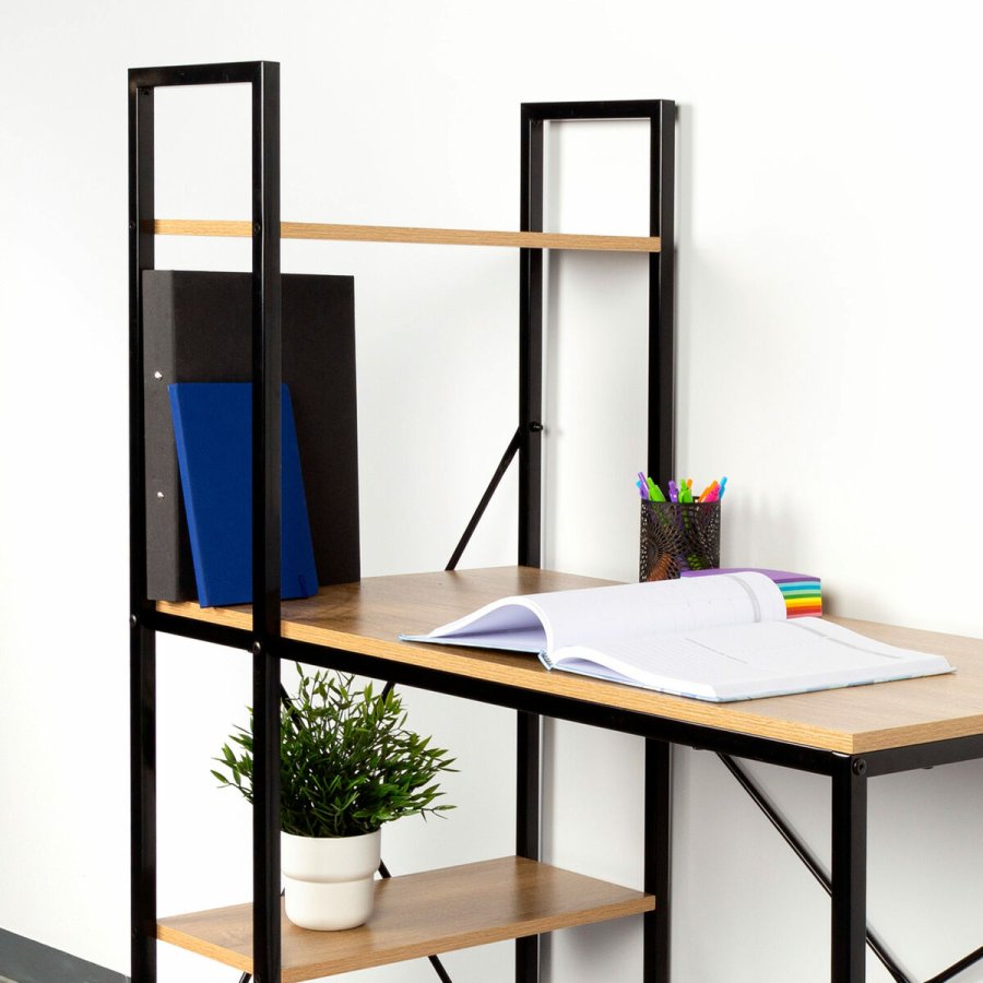 Skrivebord med hylde Max Home Stl Melamin spnplade 100 x 120 x 52 cm #3