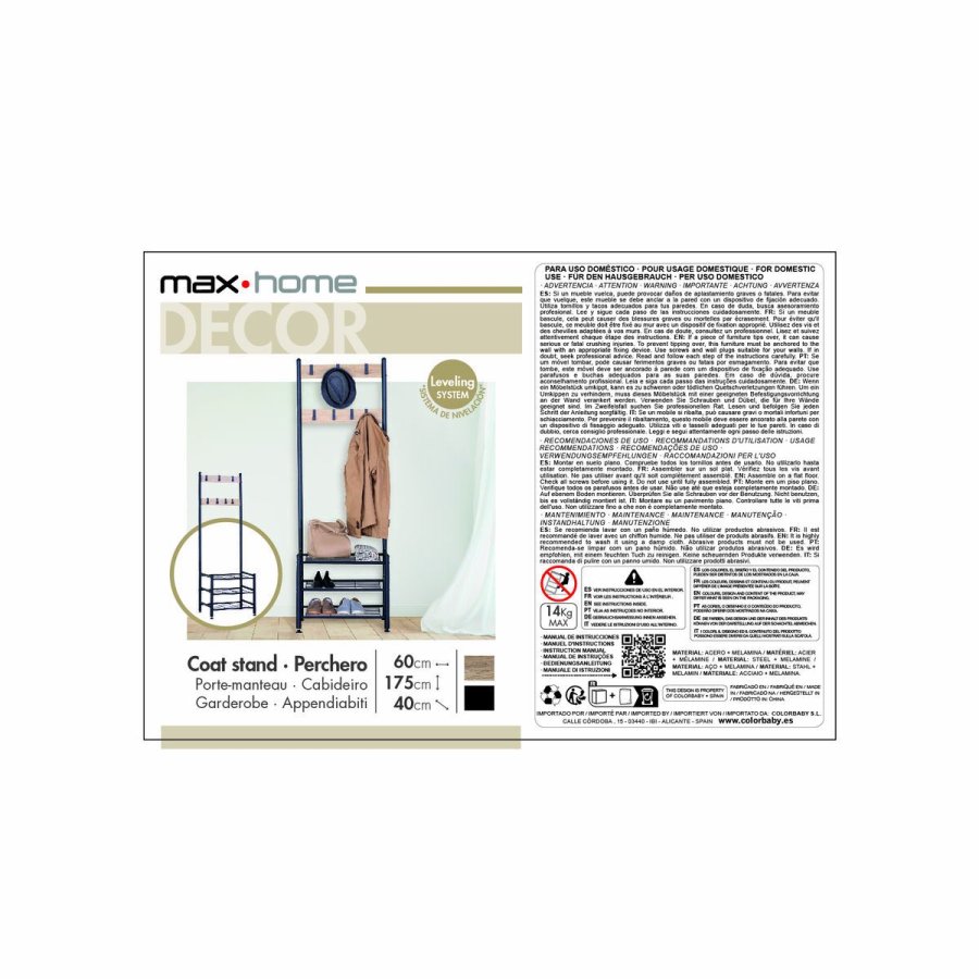 Stativ med Hylde Max Home Sort (Refurbished A) #7