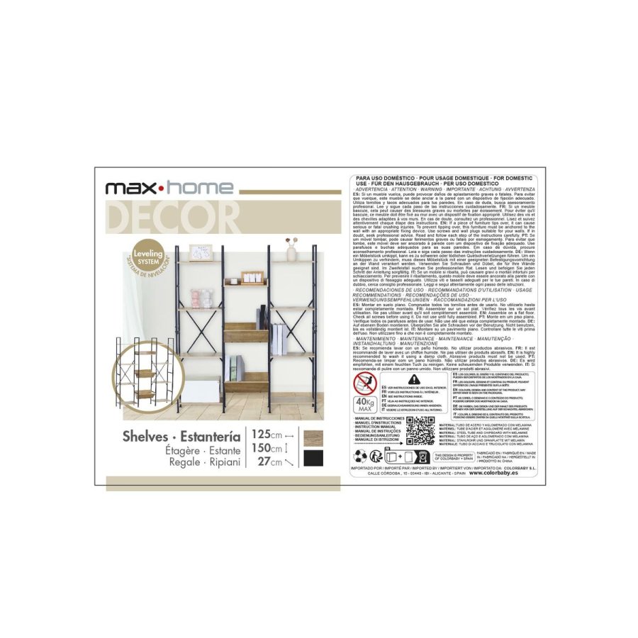 Hylder Max Home Stl Melamin spnplade 125 x 150 x 27 cm #7