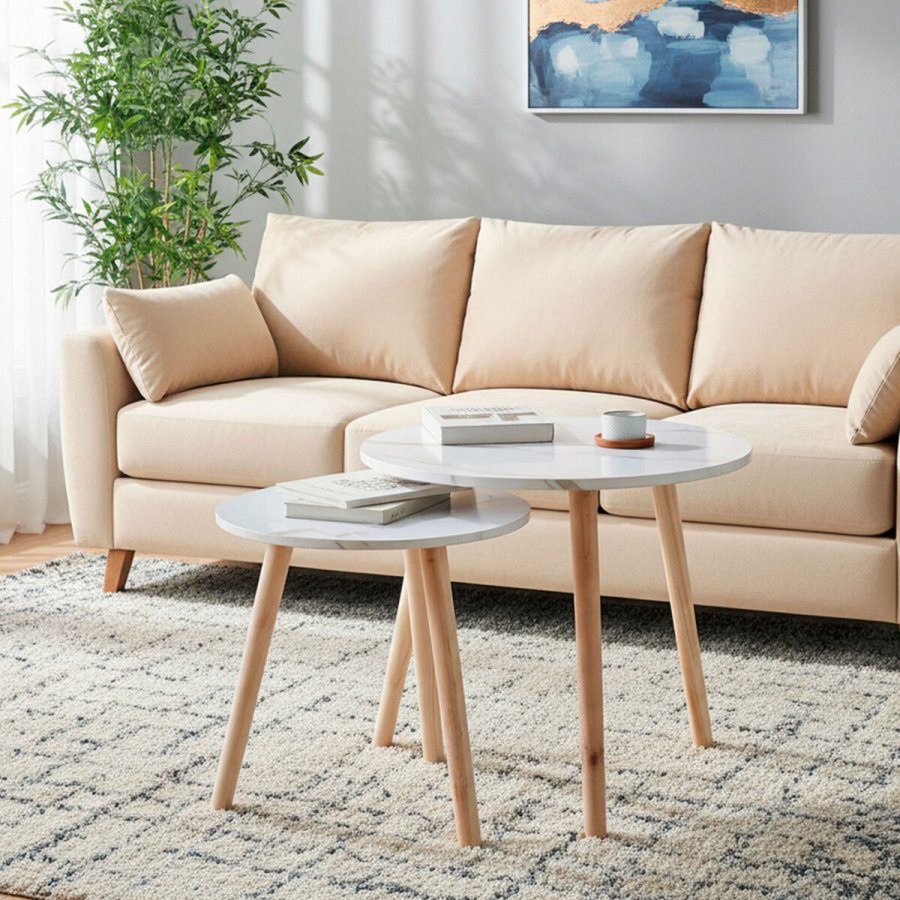 S�t med 2 borde Max Home Hvid 48 x 45 x 48 cm #2