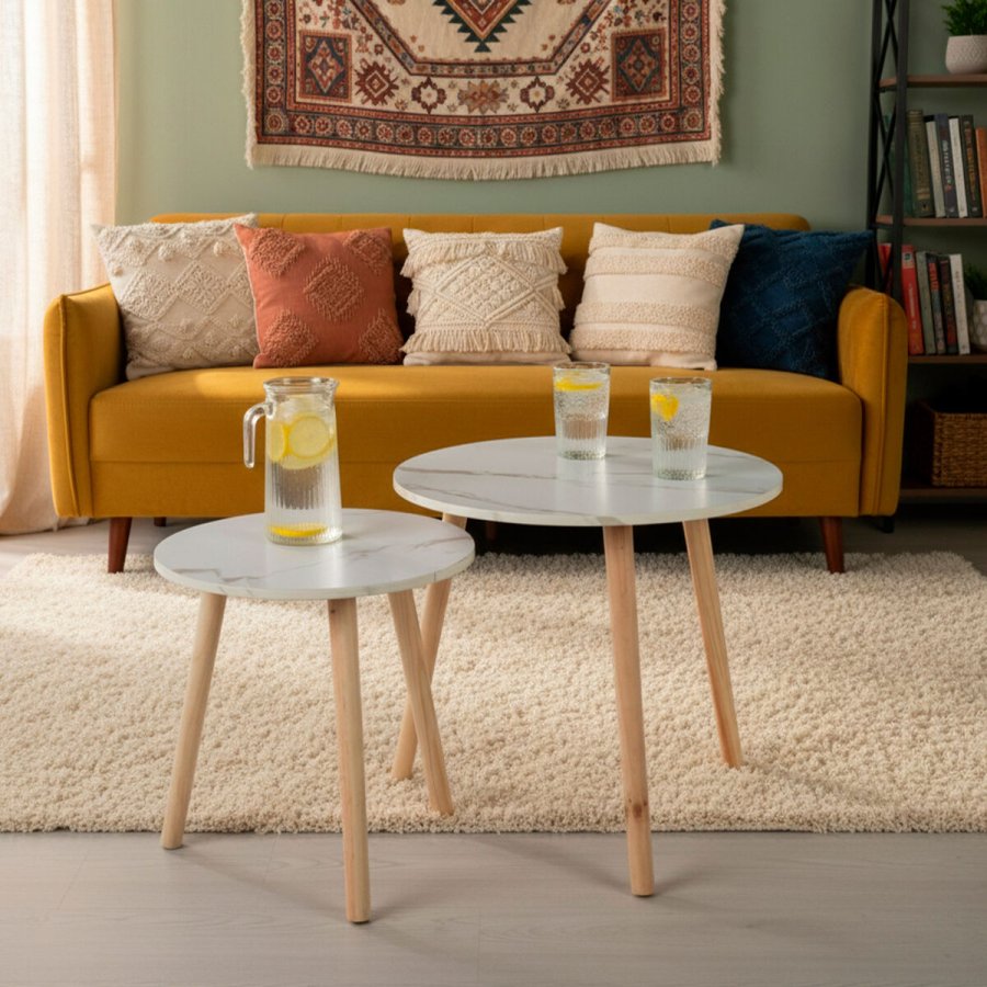 S�t med 2 borde Max Home Hvid 48 x 45 x 48 cm #5