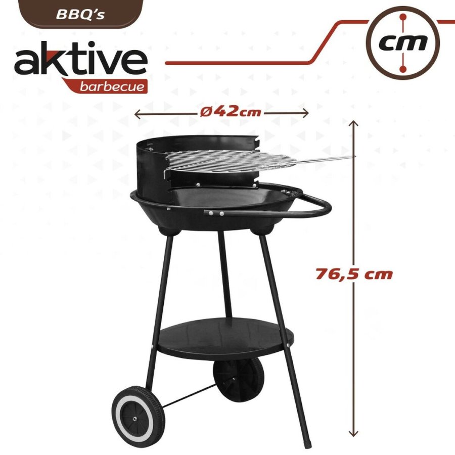 Kulgrill med hjul Aktive Aluminium Emaljeret metal tekstil 42 x 76,5 x 42 cm Sort #21