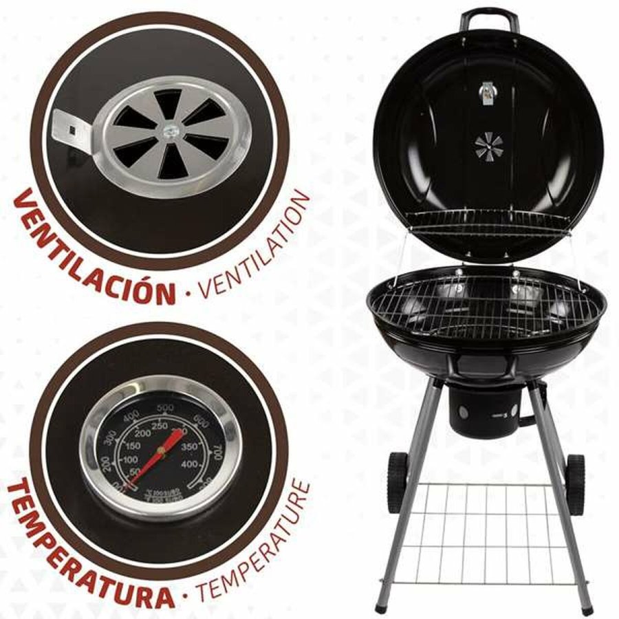 Kulgrill med hjul Aktive Textilene 57 x 86 cm Sort #26