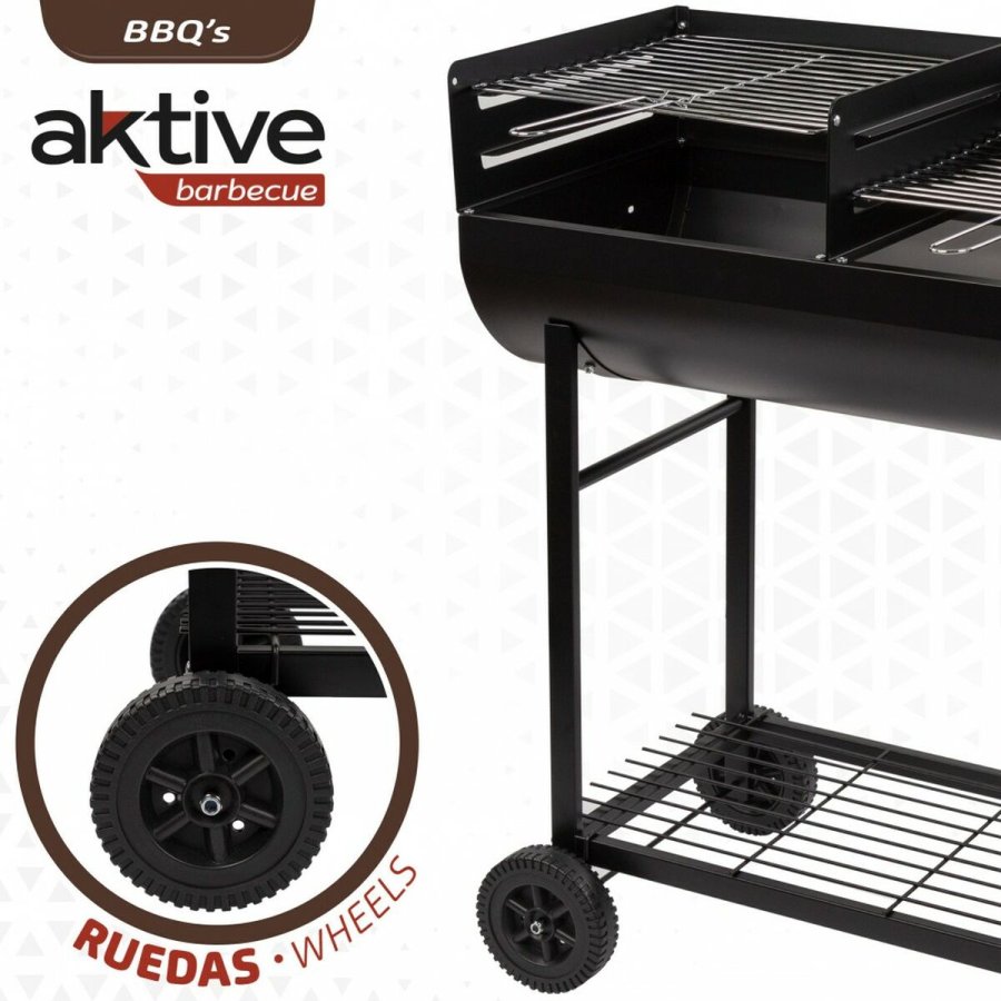 Kulgrill med hjul Aktive Plastik Emaljeret metal 97 x 96 x 42 cm Sort #2