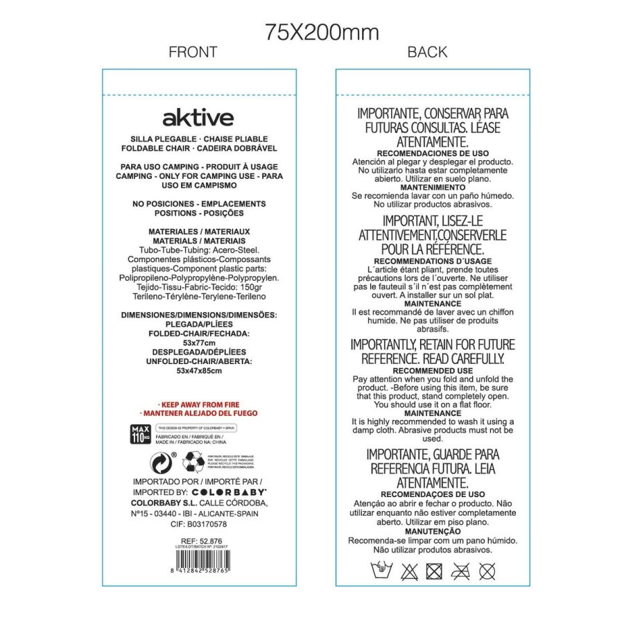 Spisebords�t med 2 stole Aktive Foldbar Camping #3