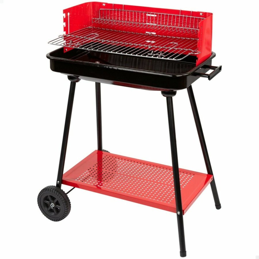 Kulgrill med hjul Aktive Stl Plastik 66 x 44 x 85 cm Rektangulr Rd #1