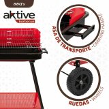 Kulgrill med hjul Aktive Stl Plastik 66 x 44 x 85 cm Rektangulr Rd #3