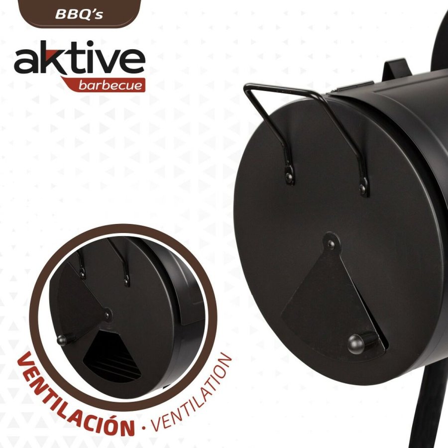 Kulgrill med hjul Aktive Stl Plastik Emaljeret metal 106 x 106 x 61 cm Sort #9