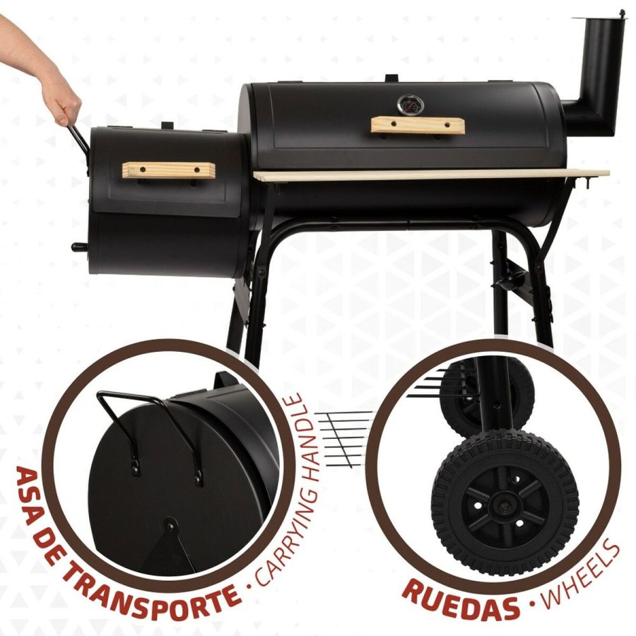 Kulgrill med hjul Aktive Stl Plastik Emaljeret metal 106 x 106 x 61 cm Sort #13