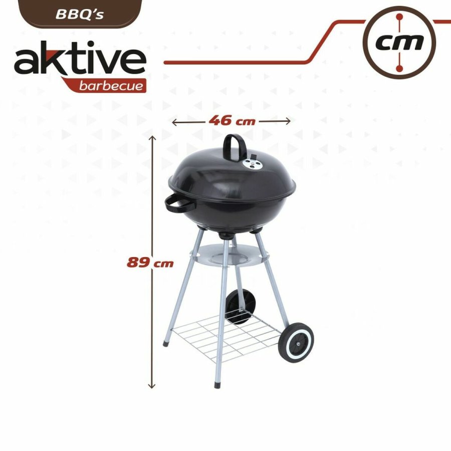 Kulgrill med hjul Aktive 46 cm Cirkulr Sort Med lg #9