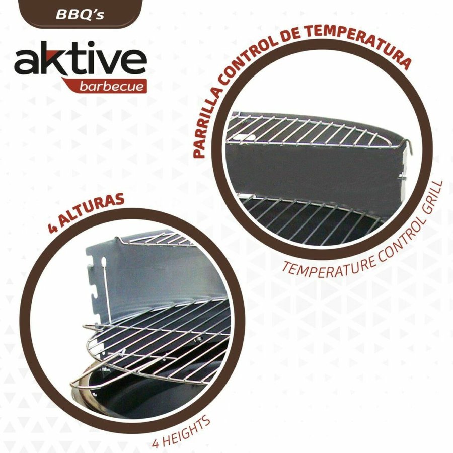 Kulgrill med hjul Aktive 51 x 51 x 82 cm Sort #3