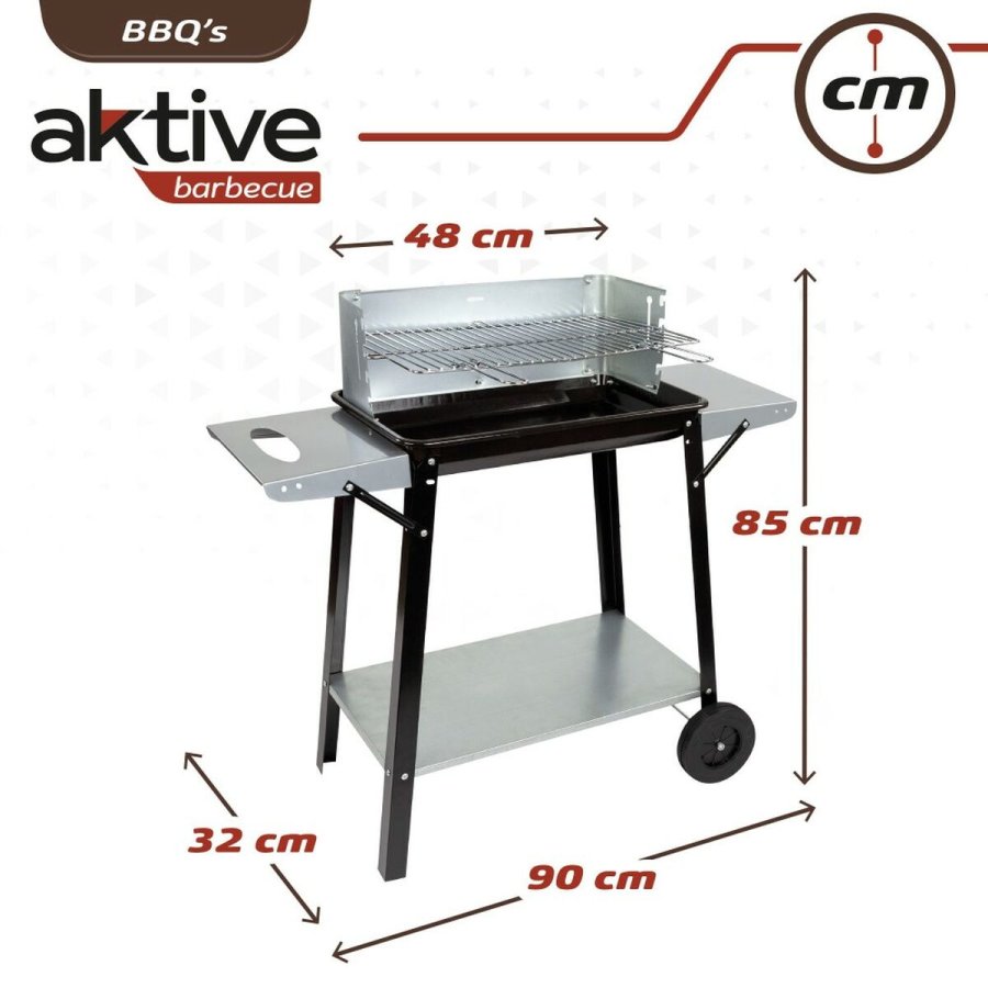 Kulgrill med hjul Aktive Emaljeret metal 90 x 85 x 32 cm Sort #17