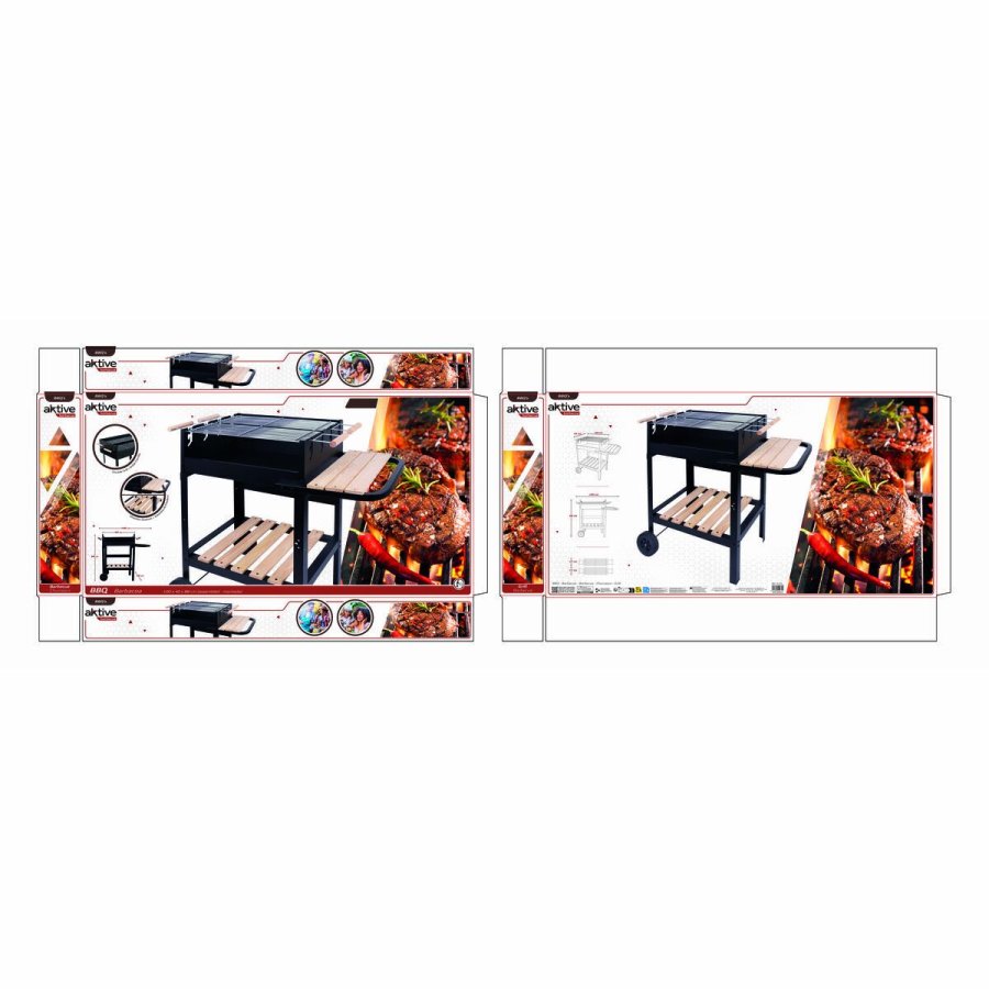 Kulgrill med hjul Aktive Emaljeret metal 100,5 x 88,5 x 40 cm Sort #25