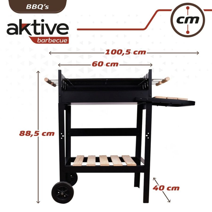 Kulgrill med hjul Aktive Emaljeret metal 100,5 x 88,5 x 40 cm Sort #17
