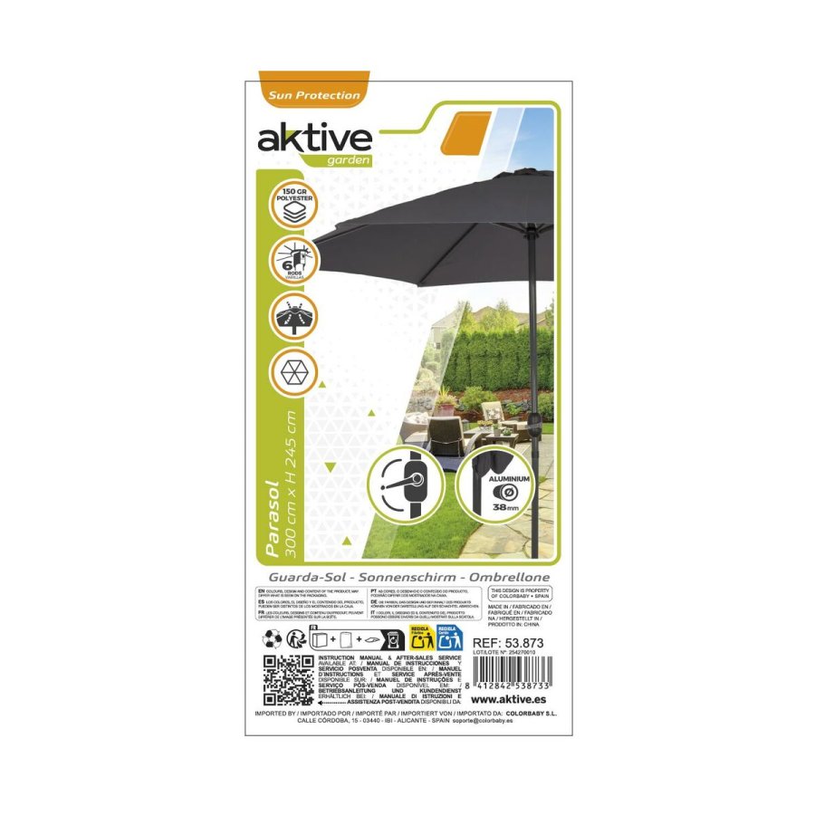Parasol Aktive Antracit � 300 cm 300 x 245 x 300 cm #4