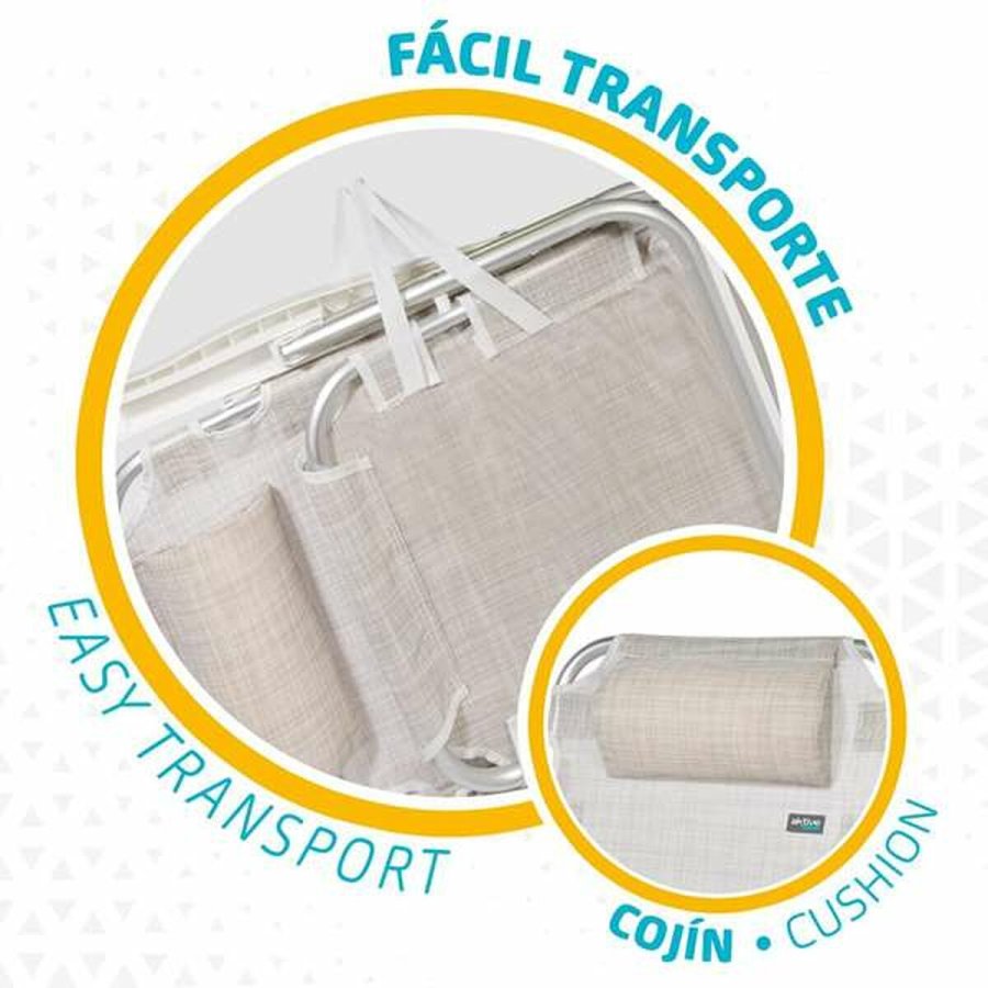 Polstrede Campingstol Aktive Hvid 48 x 46 x 84 cm Strand #5