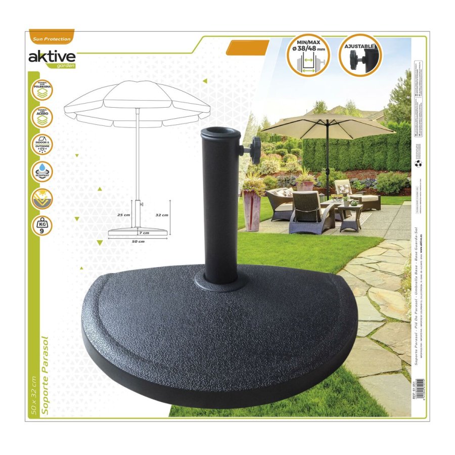 Fod for strandparasol Aktive 50 x 32 x 31,5 cm Sort Plastik #3