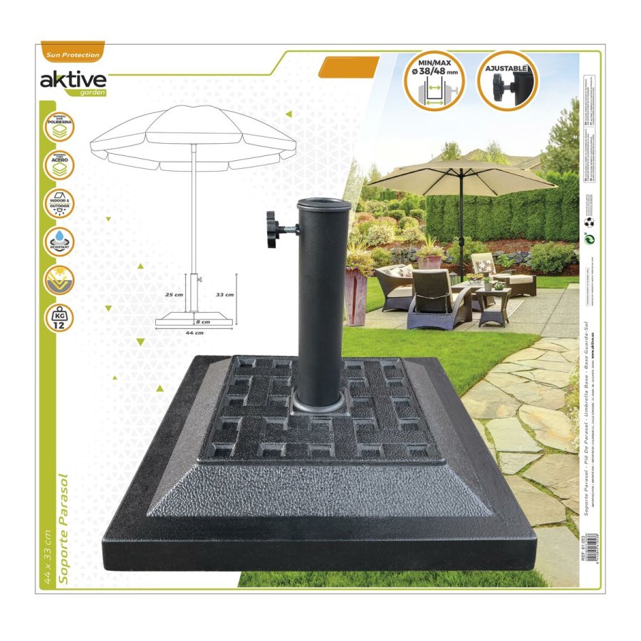 Fod for strandparasol Aktive 44 x 33 x 44 cm Sort Plastik #3