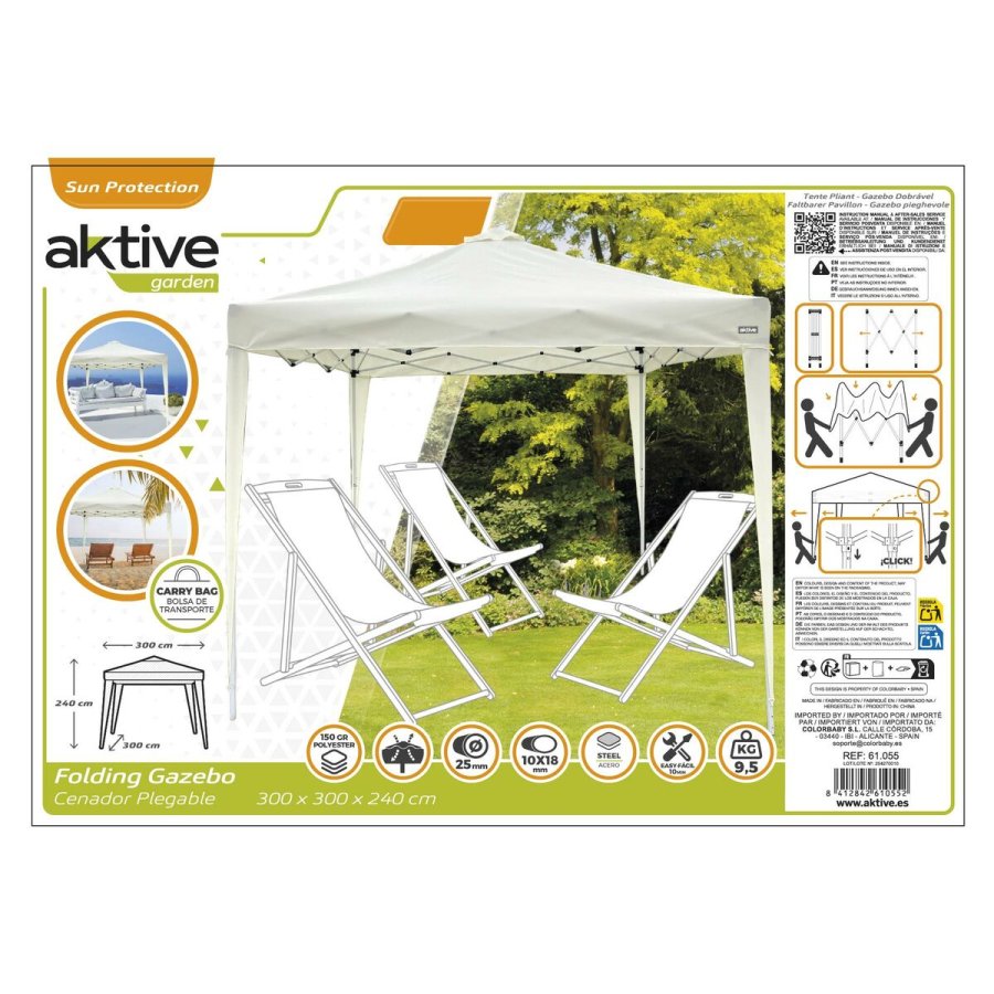 Gazebo Aktive 300 x 250 x 300 cm Kl�de St�l Hvid #6