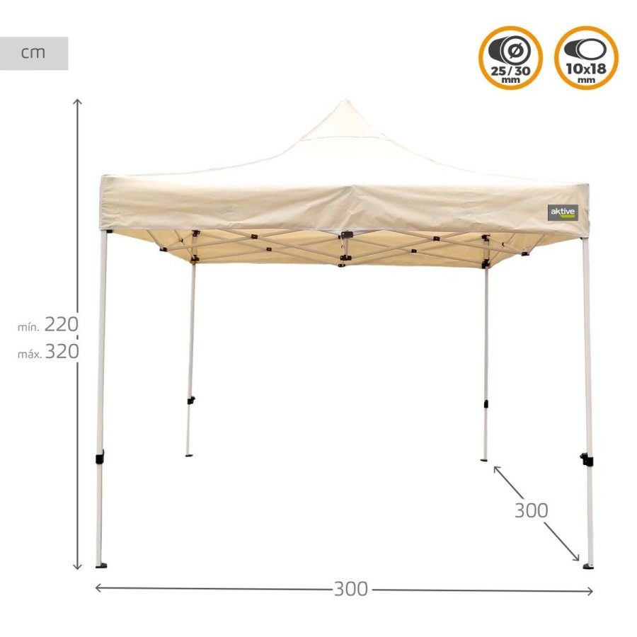 Gazebo Aktive Foldbar Justerbar h�jde St�l Polyester 420D Oxford Fl�defarvet 300 x 320 x 300 cm #6
