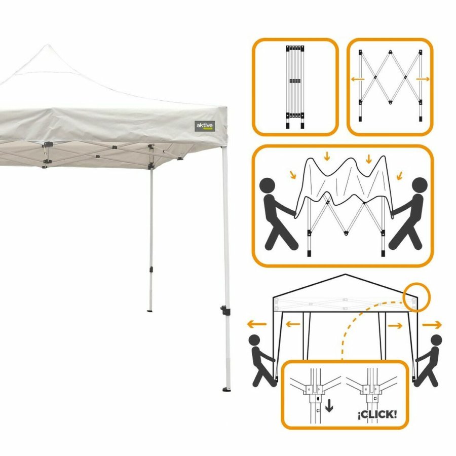 Gazebo Aktive 300 x 300 x 220 cm Hvid Foldbar Justerbar h�jde #3