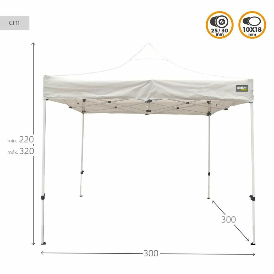 Gazebo Aktive 300 x 300 x 220 cm Hvid Foldbar Justerbar h�jde #4