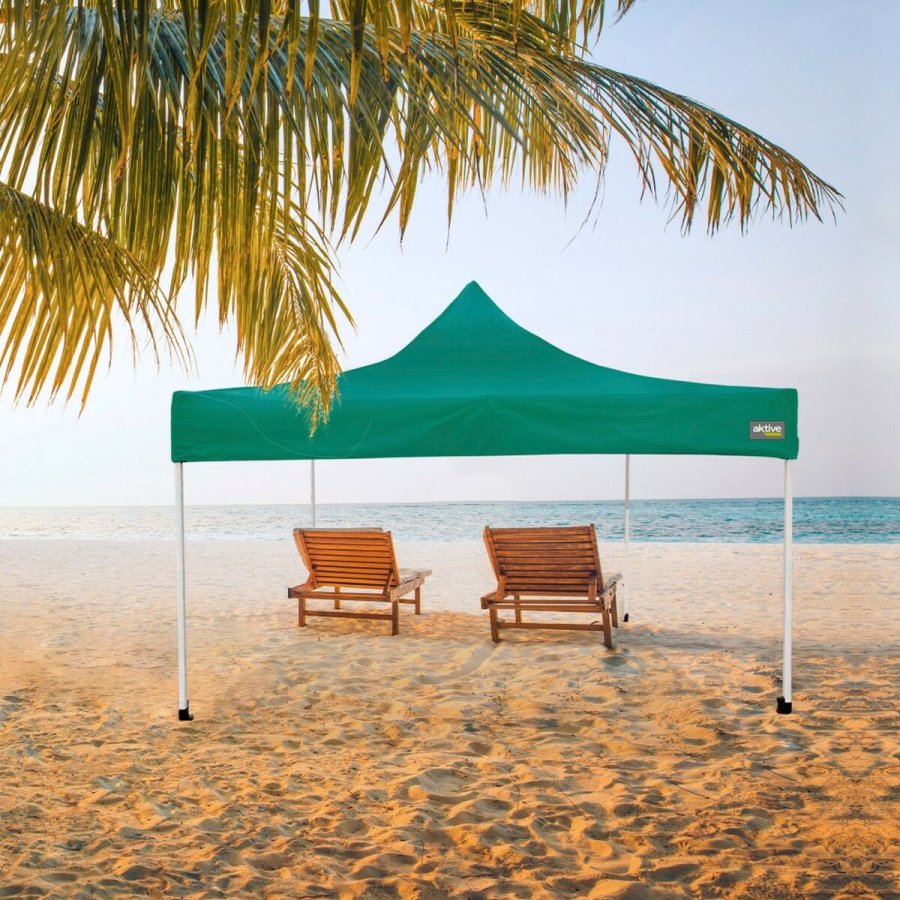 Gazebo Aktive Foldbar Justerbar h�jde St�l Polyester 420D Oxford Gr�n 300 x 320 x 300 cm #4