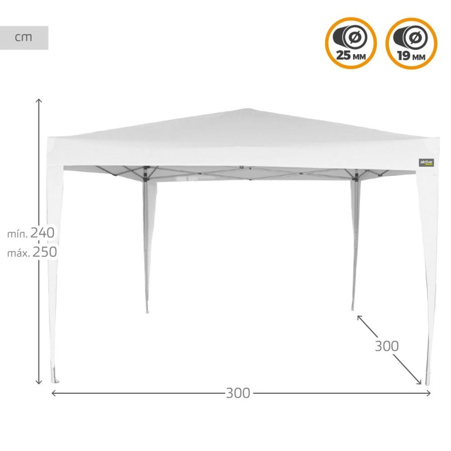 Gazebo Aktive 300 x 250 x 300 cm St�l Hvid Plastik #4