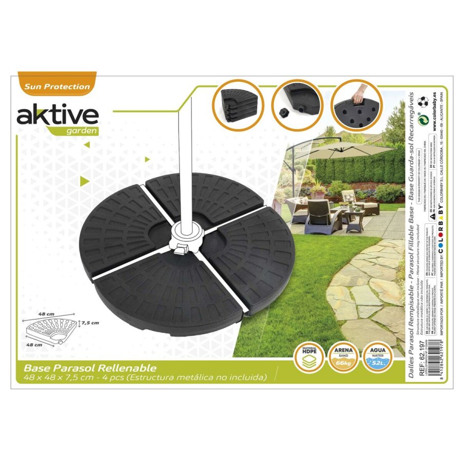 Fod for strandparasol Aktive 48 x 7,5 x 48 cm Plastik #4