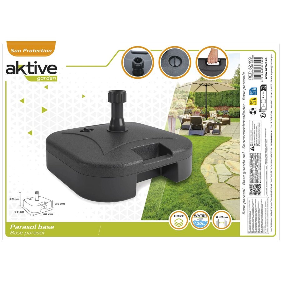 Fod for strandparasol Aktive 44,5 x 12,5 x 44,5 cm Sort Plastik #4