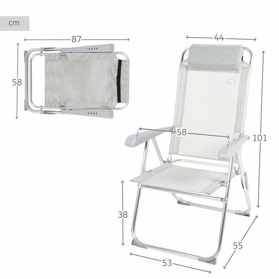Polstrede Campingstol Aktive Indstillelig Gr 44 x 55 x 101 cm #6