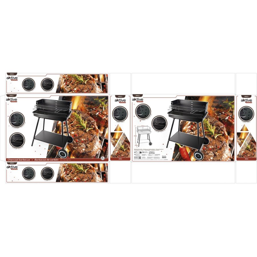 Havegrill Transportabel Aktive Rustfrit stl Stl 55 x 82 x 43 cm #25