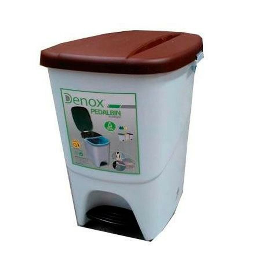 Papirkurv med pedal Denox Hvid Brun Rektangulr 25 L #5