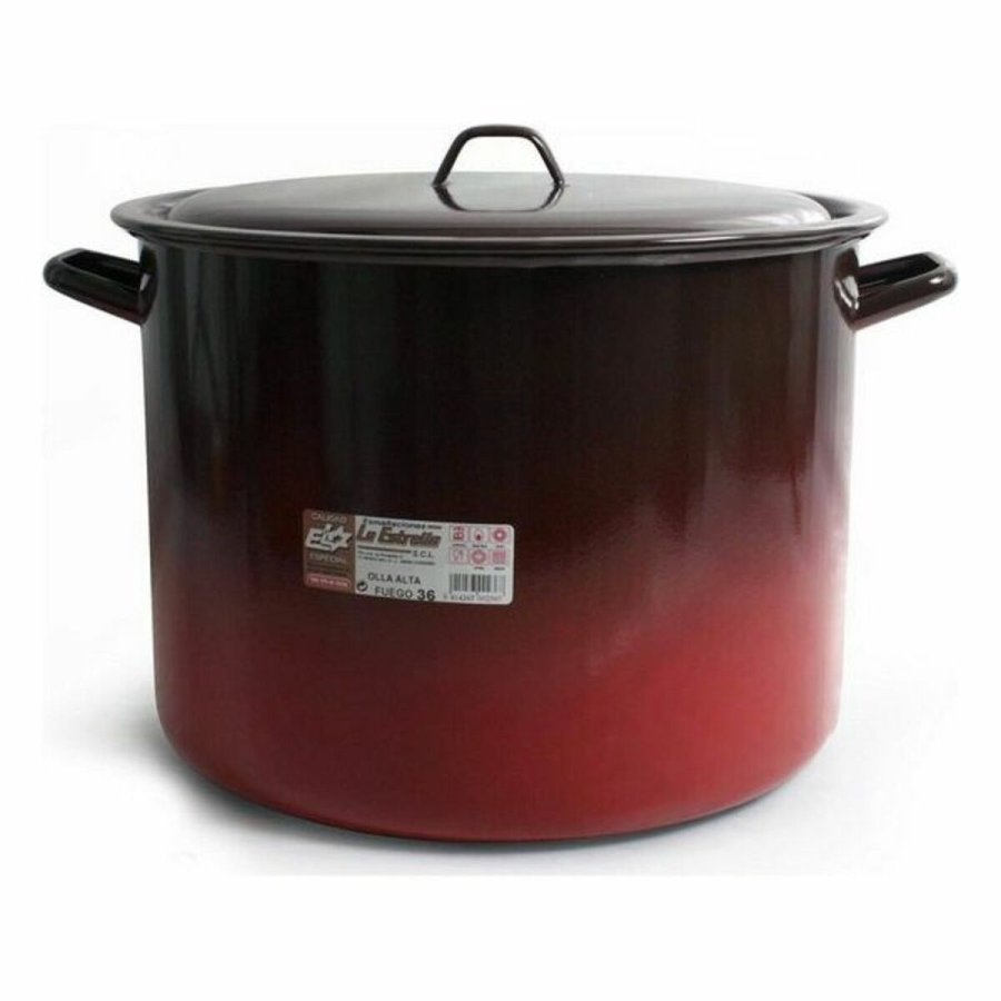 Gryde Med L�g La Estrella Glaseret emaljeret st�l #5