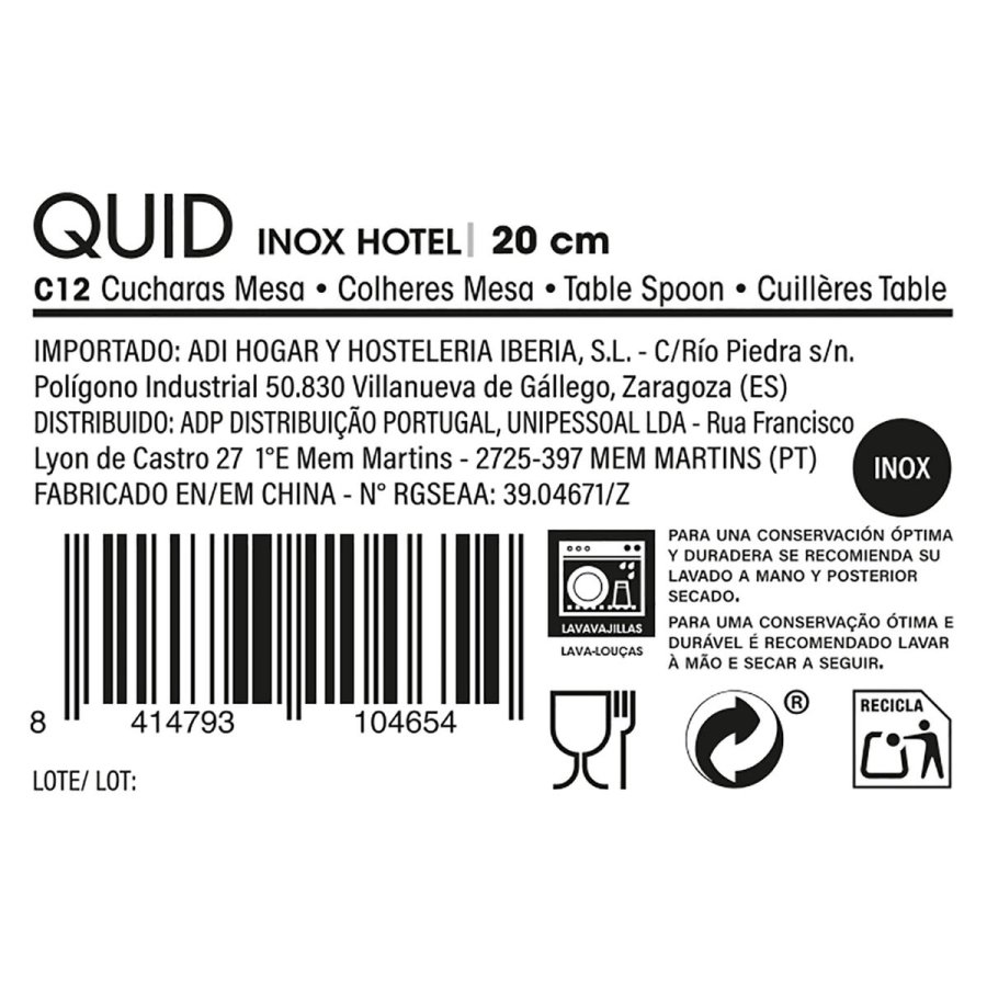 St med skeer Quid Hotel Metal Rustfrit stl 19,5 cm 12 enheder #10
