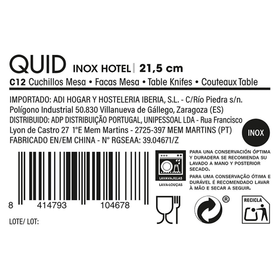Knivst Quid Hotel Metal Rustfrit stl 21,4 cm 12 enheder #10