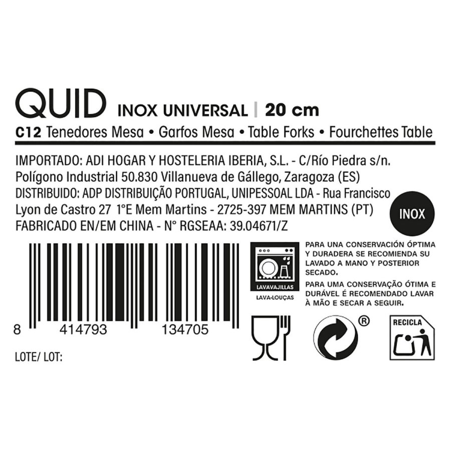St med Gafler Quid Universal 20 cm Metal Rustfrit stl 12 enheder #7