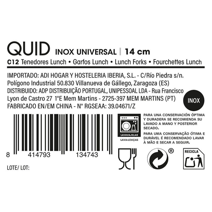 St med Gafler Quid Universal Metal Rustfrit stl 11 cm 14 cm 12 enheder #7