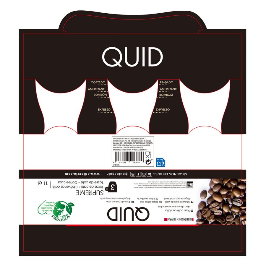 Dele kaffekopst Quid Supreme Gennemsigtig Glas Stl 110 ml 3 Dele #10