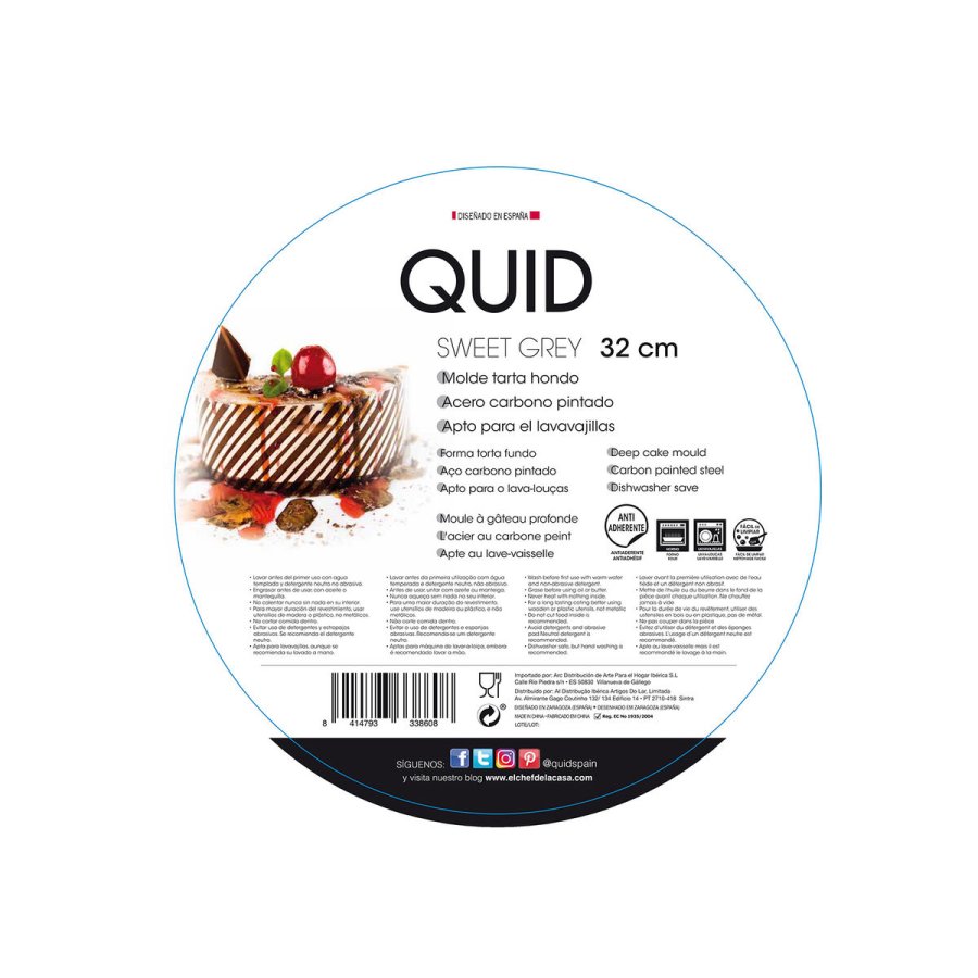 Kageform Quid Sweet Grey Sort Metal 32 x 3 cm #4