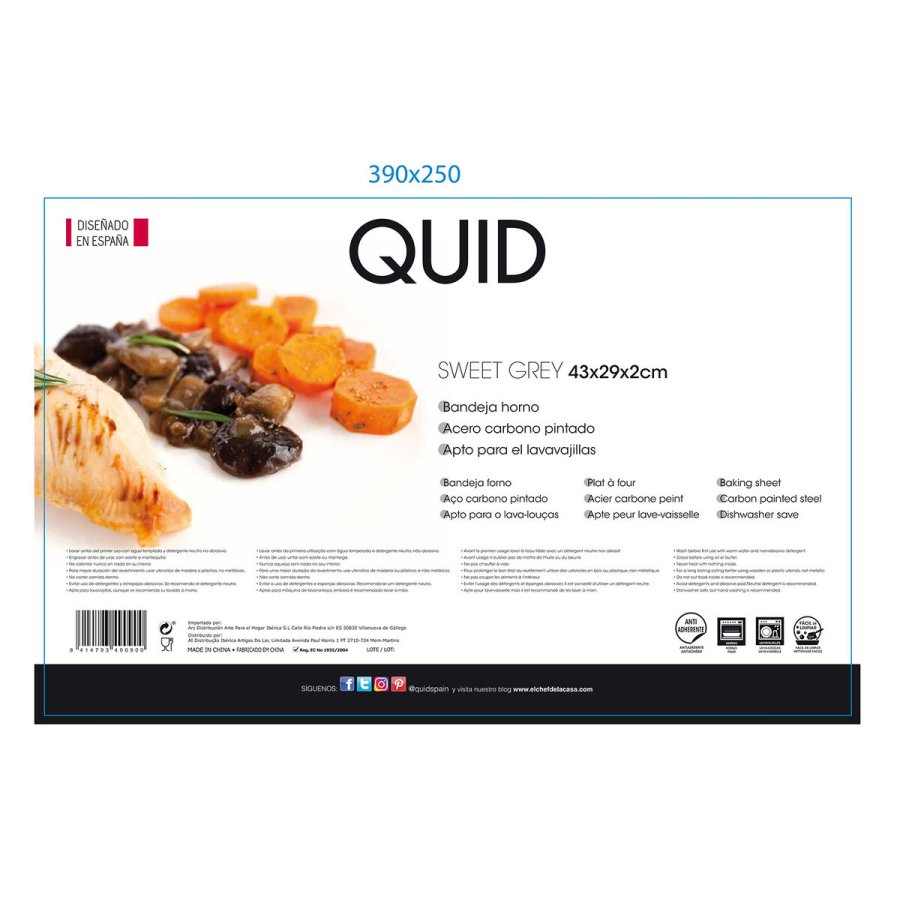 Non-stick Bageplade Quid Sweet Grey Sort Galvaniseret stl 43 x 29 x 2 cm #4