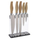 St med kkkenknive og holder Quid Baobab (5 pcs) Brun Metal #1