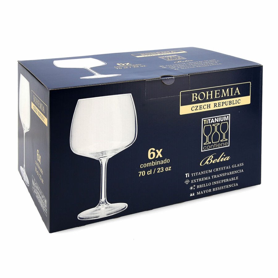 Vinglas Bohemia Crystal Belia Kombineret Gennemsigtig Glas 700 ml 6 Dele #7